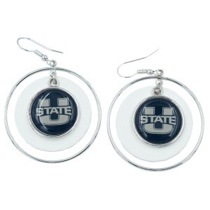 u-state silver dangle earring hoops